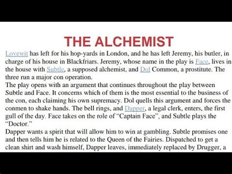 the alchemist summary ben jonson