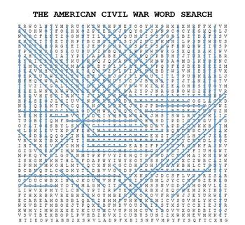 the american civil war word search answers