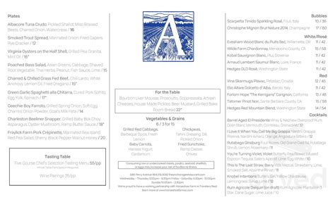 the anchorage greenville menu