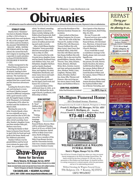 the bergen record obituaries page