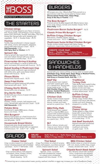 the boss restaurant menu