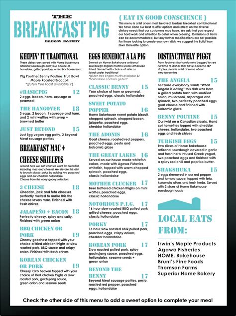 the breakfast pig menu
