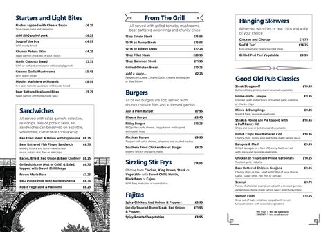 the bridge hotel wetherby menu