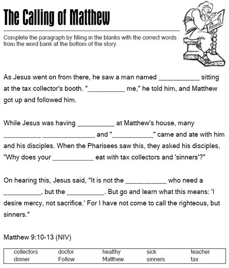 the calling of matthew kids lesson