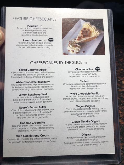 the cheesecake cafe menu