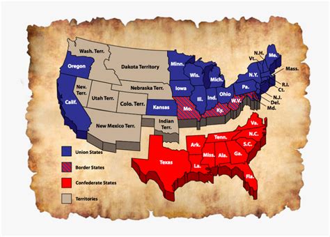 the civil war map of states