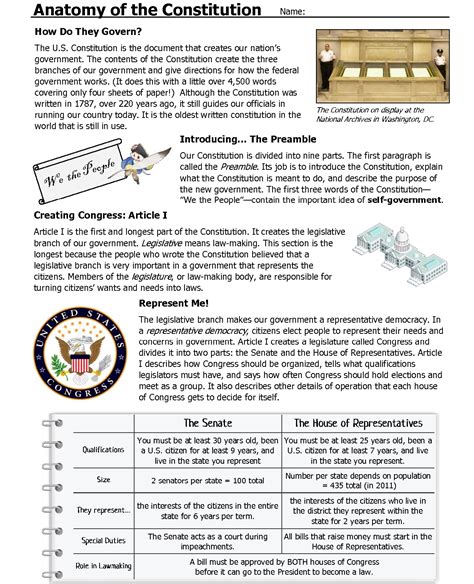 the constitution worksheet answers