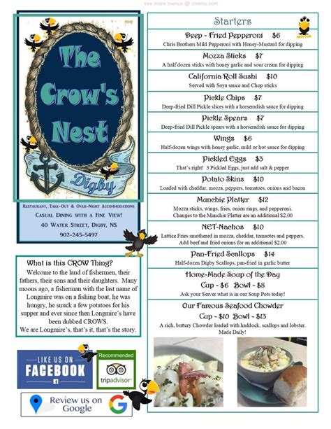 the crow's nest menu