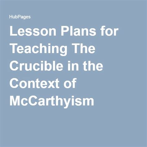 the crucible and mccarthyism lesson plans