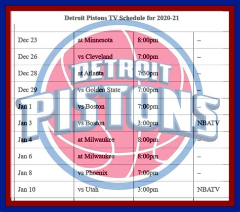 the detroit pistons schedule