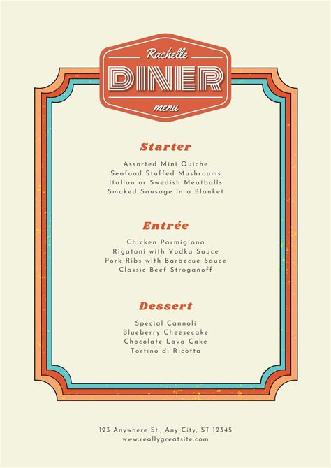 the diner menu