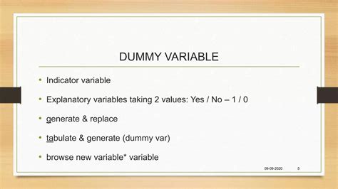 The Dummy Variable Or Indicator Variable