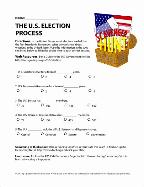 the electoral process worksheet