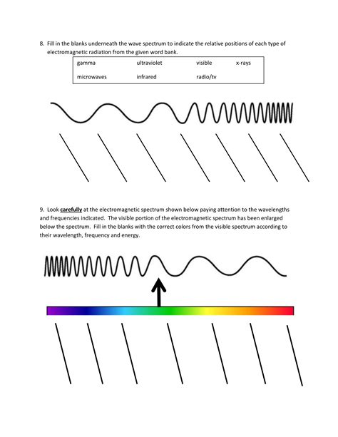 the electromagnetic spectrum worksheet key