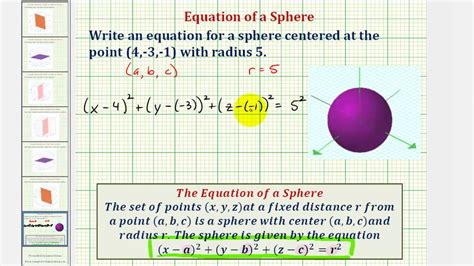 the equation of a sphere