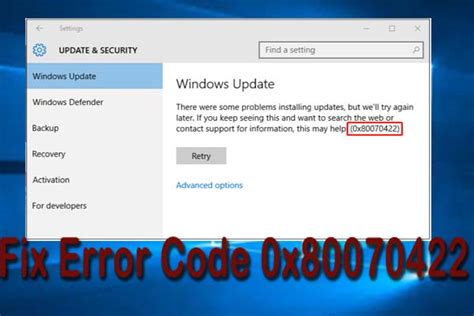 Fix Windows Update 0x80070422 Error Code