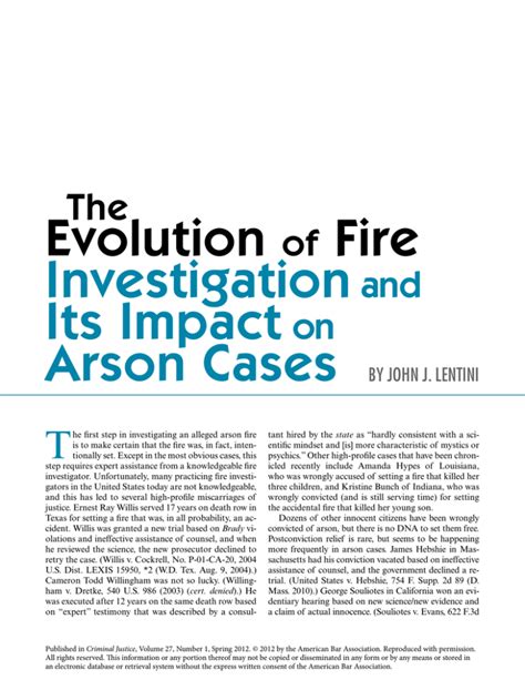 the evolution of arson investigations