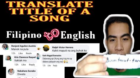 the filipino translation of the song