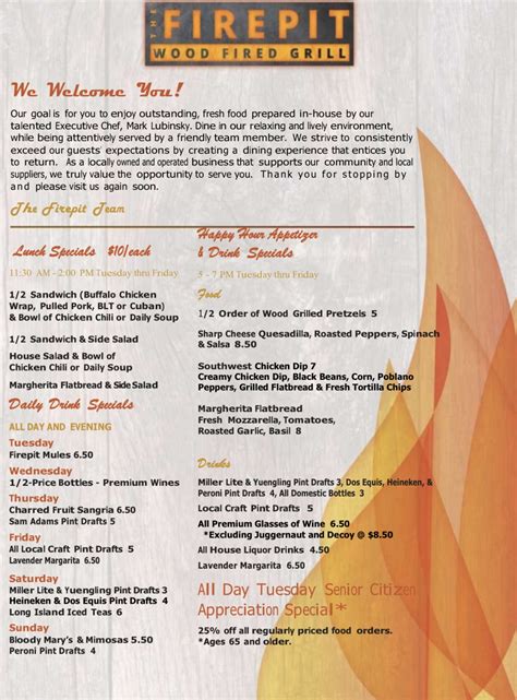 The Fire Pit Menu