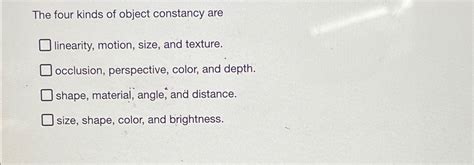 the four kinds of object constancy are