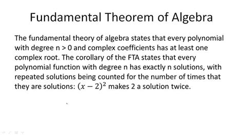 the fundamental theorem of algebra assignment