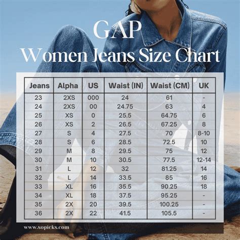 The Gap Pants Size Chart