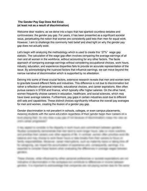 the gender pay gap does not exist