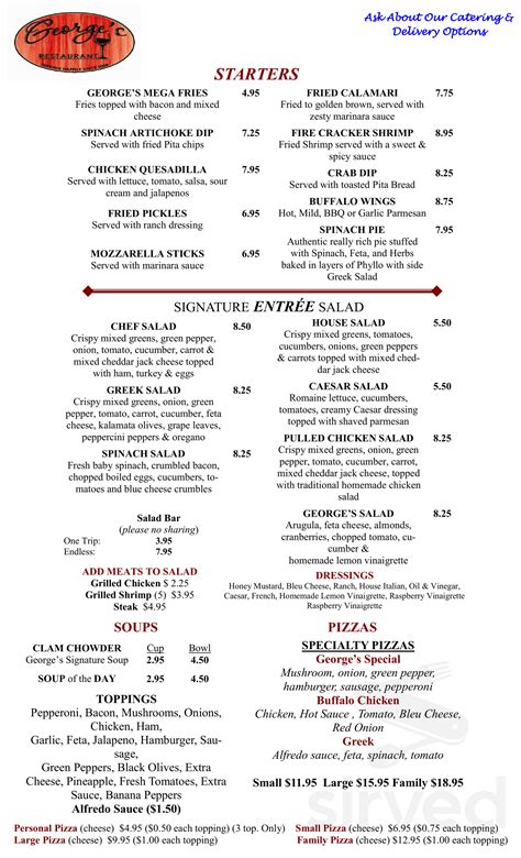 the george restaurant menu