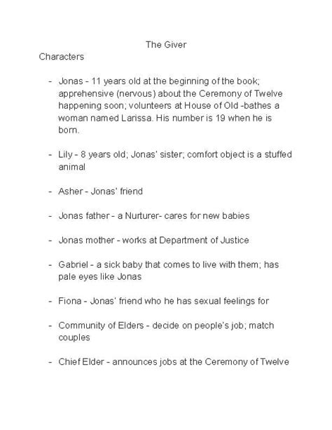 The Giver Book Notes