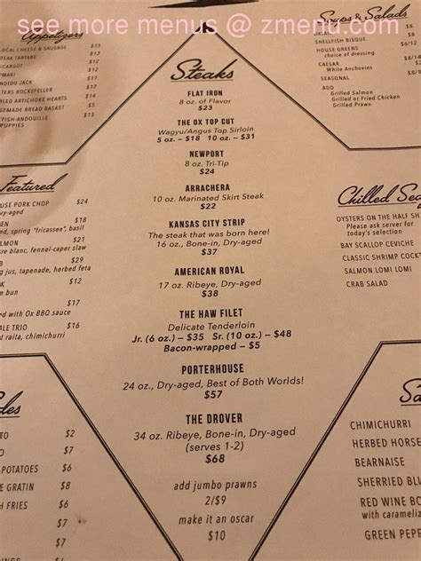 the golden ox menu