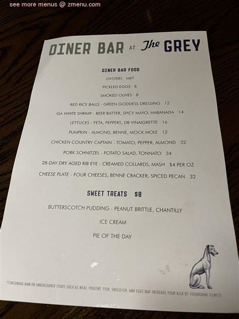 the grey restaurant menu