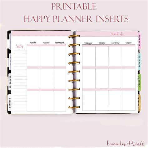 The Happy Planner Printable Inserts