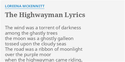 the highwayman song loreena mckennitt