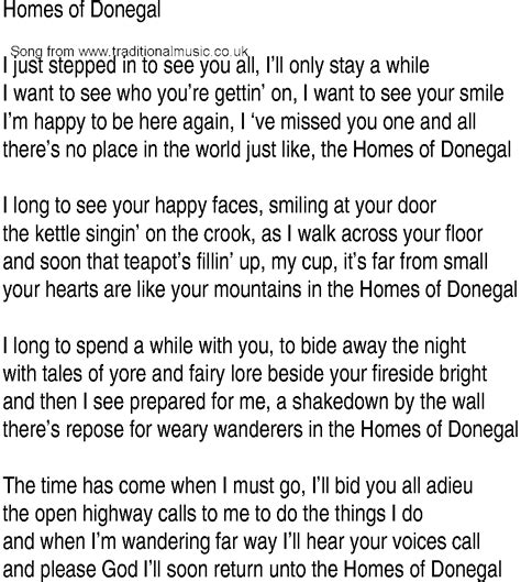 the homes of donegal lyrics