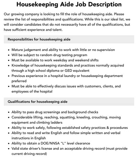 The Housekeeping Aide