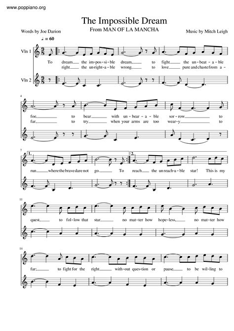 the impossible dream free sheet music pdf