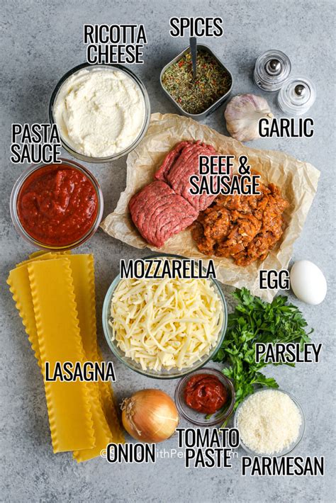 the ingredients for lasagna