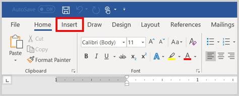 The Insert Tab In Microsoft Word