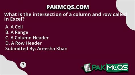 the intersection of a column and a row is called a