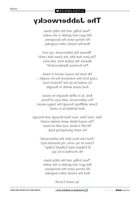 the jabberwocky poem pdf