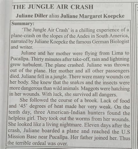 Topics The Jungle Air Crash Notes Update