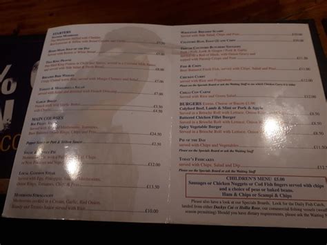 the kingfisher colyton menu