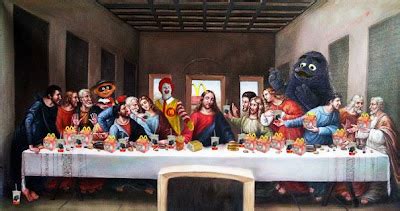 the last supper with mcdonald's characters