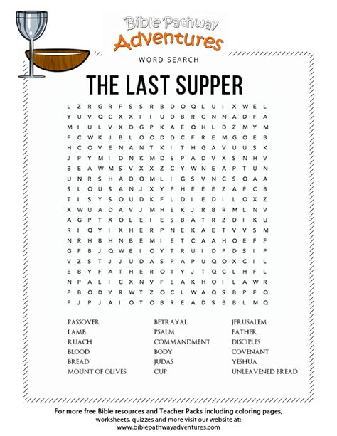 the last supper word search for kids