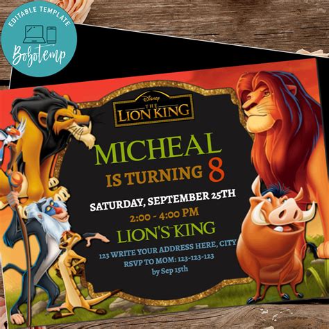 the lion king birthday invitations
