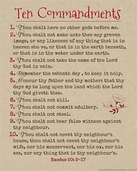 the list of ten commandments