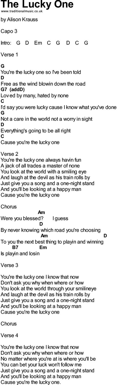 the lucky one lyrics and chords