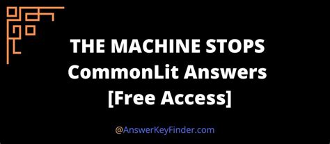 Incredible The Machine Stops Answer Key Pdf New