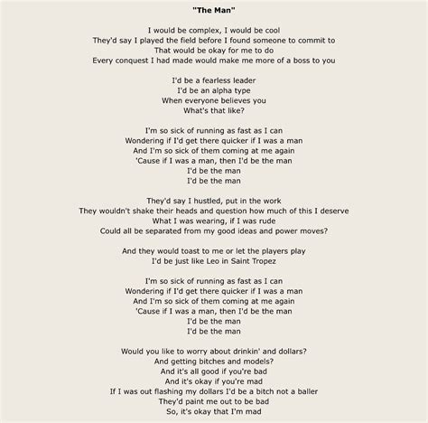 the man taylor swift lyrics printable