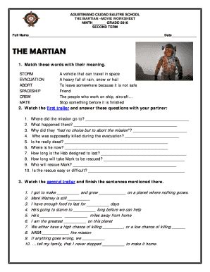 the martian movie worksheet answers pdf